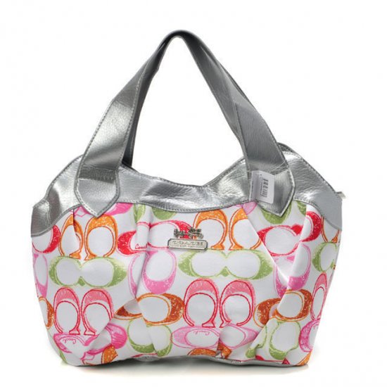 Coach Legacy Logo In Signature Medium Silver Hobo BPN Coach Legacy Logo In Signature Medium Silver Hobo BPN